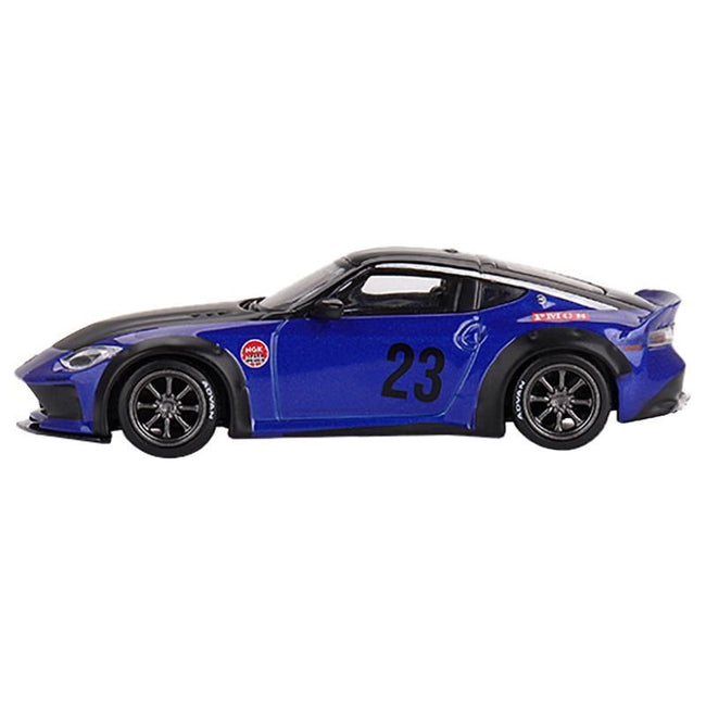 Nissan Z "LB Nation Works" #23 Seiran Blue Metallic with Black Hood and Top Limited Edition to 6000 pieces Worldwide 1/64 Diecast Model Car by Mini GT-Mini GT-ModelCars.com