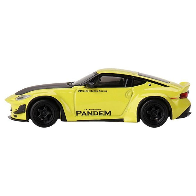 Nissan Z "Pandem" Ikazuchi Yellow with Carbon Hood Limited Edition to 4800 pieces Worldwide 1/64 Diecast Model Car by Mini GT-Mini GT-ModelCars.com
