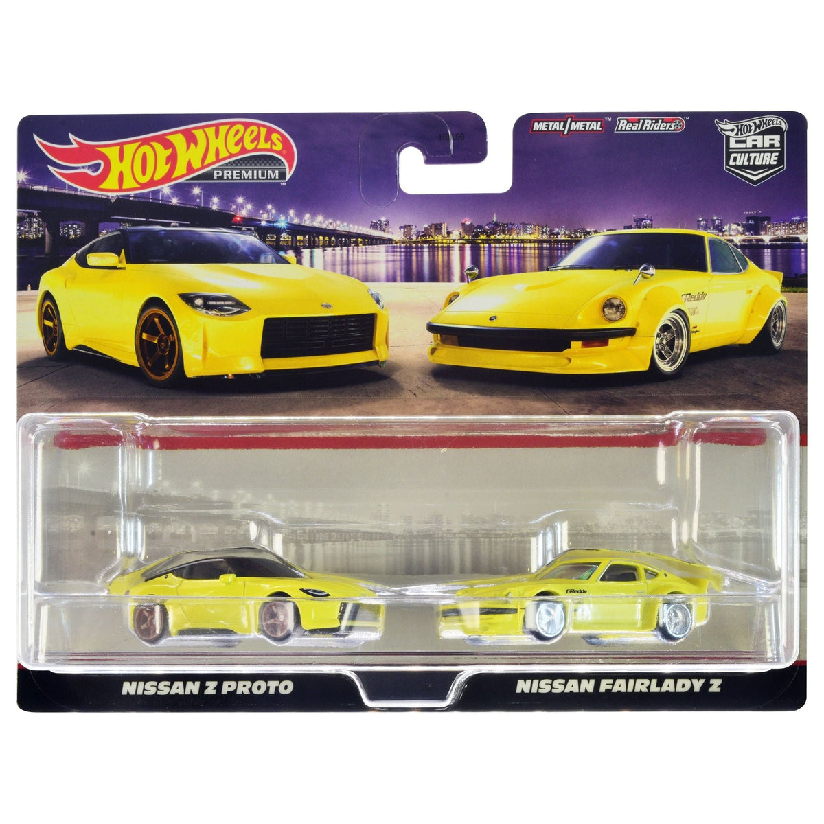 Nissan Z Proto Yellow with Black Top and Nissan Fairlady Z Yellow "Car Culture" Set of 2 Cars Diecast Model Cars by Hot Wheels-Hotwheels-ModelCars.com