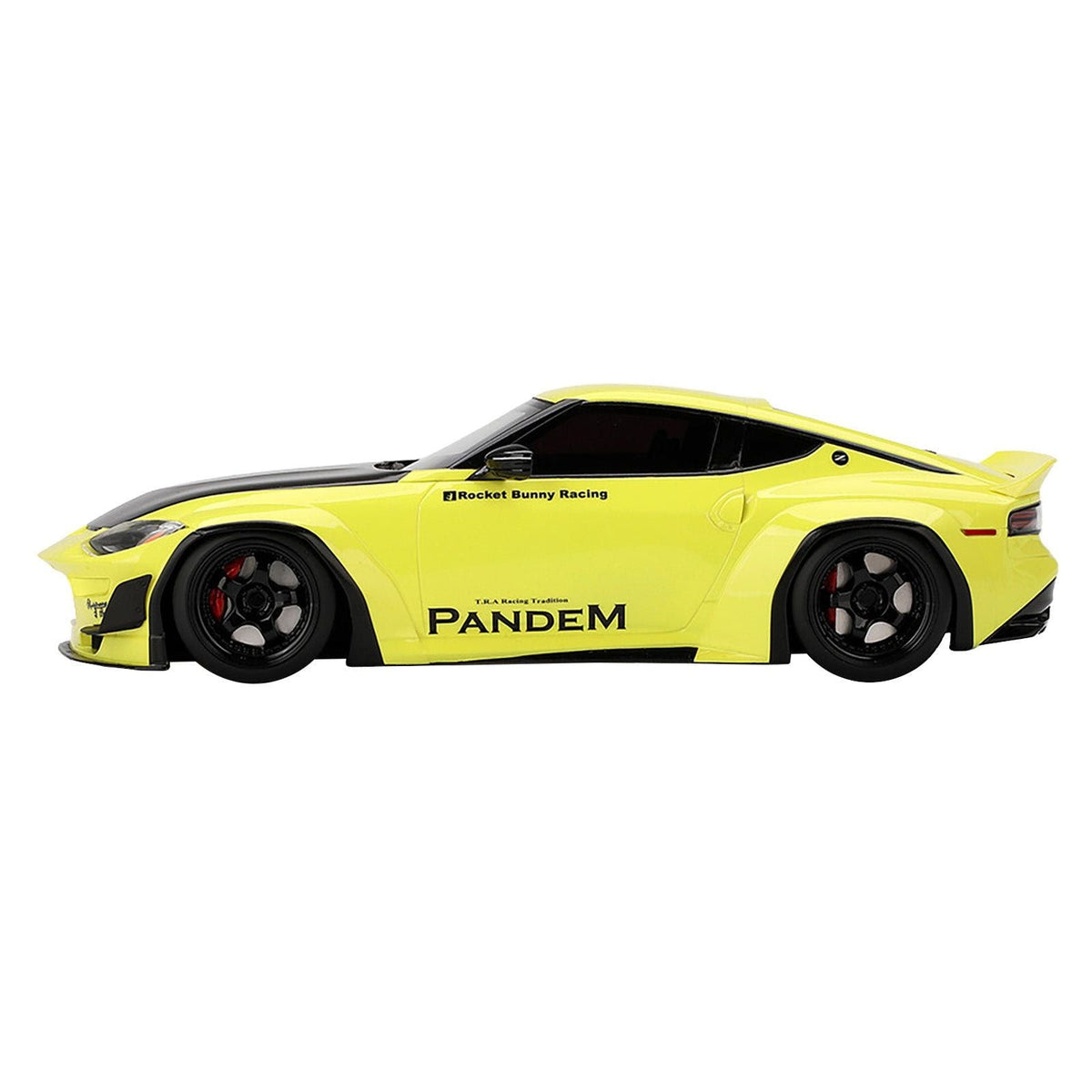 Nissan Z (RZ34) "Pandem" Ikazuchi Yellow with Matt Black Hood 1/18 Model Car by Top Speed-Top Speed-ModelCars.com