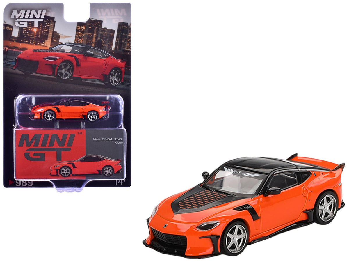 Nissan Z VeilSide FFZ400 Orange with Black Top Limited Edition 1/64 Diecast Model Car by Mini GT-Mini GT-ModelCars.com