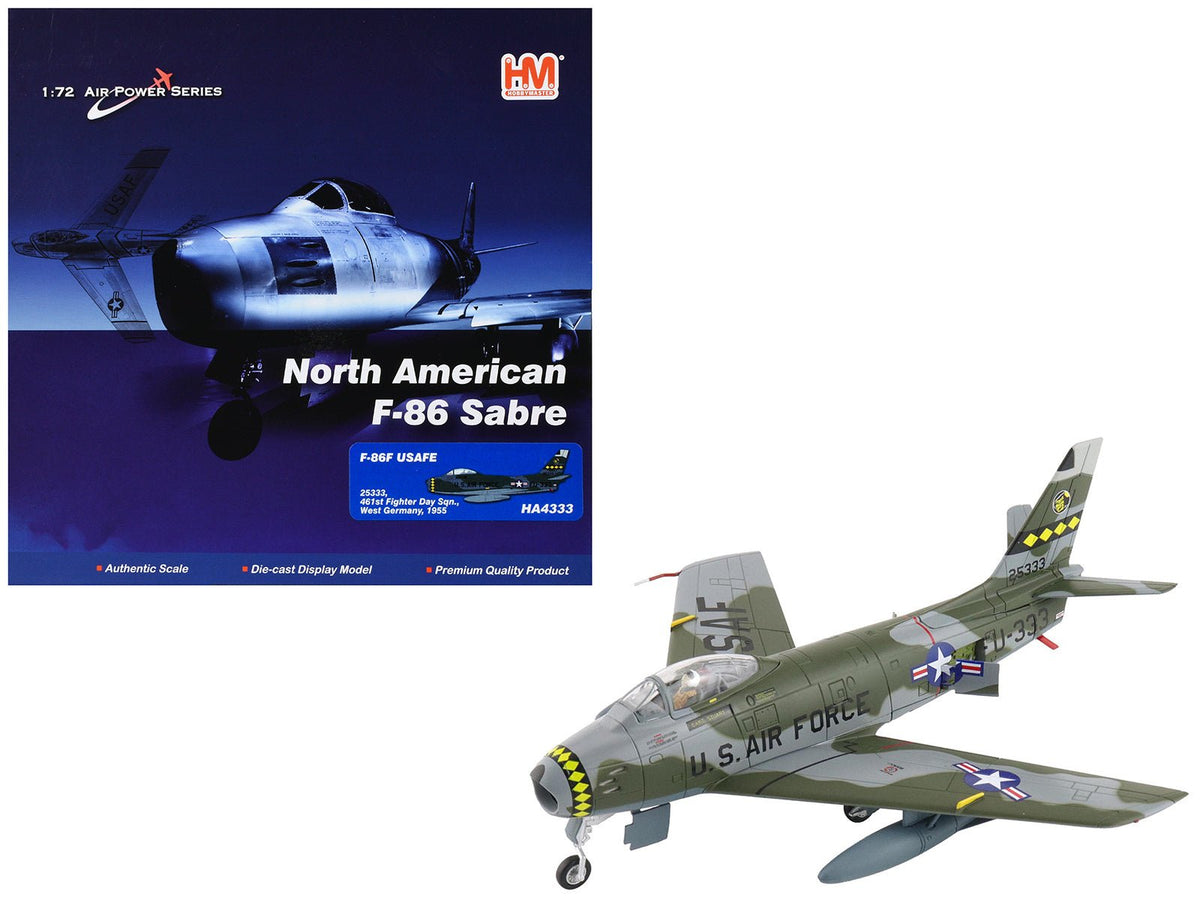 North American F-86F Sabre Fighter Aircraft "25333 461st Fighter Day Squadron West Germany" (1955) United States Air Forces in Europe "Air Power Series" 1/72 Diecast Model by Hobby Master-Hobby Master-ModelCars.com