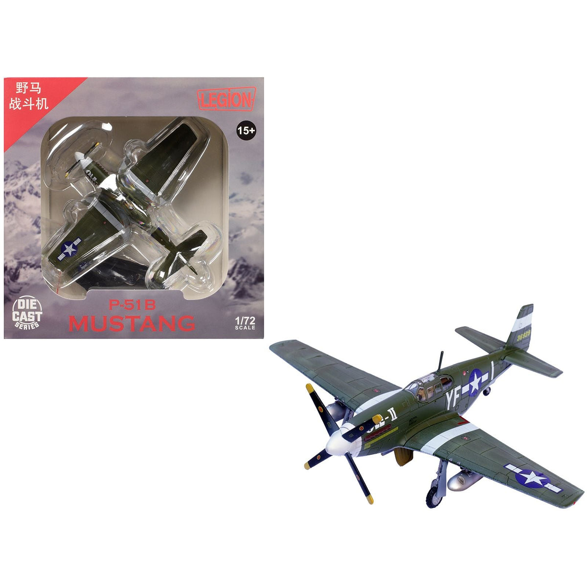 North American P-51B Mustang Aircraft "Ole-II 358th Fighter Squadron 355th Fighter Group Steeple Morden Strafers" (1944) United States Army Air Forces 1/72 Diecast Model Airplane by Legion-Legion-ModelCars.com