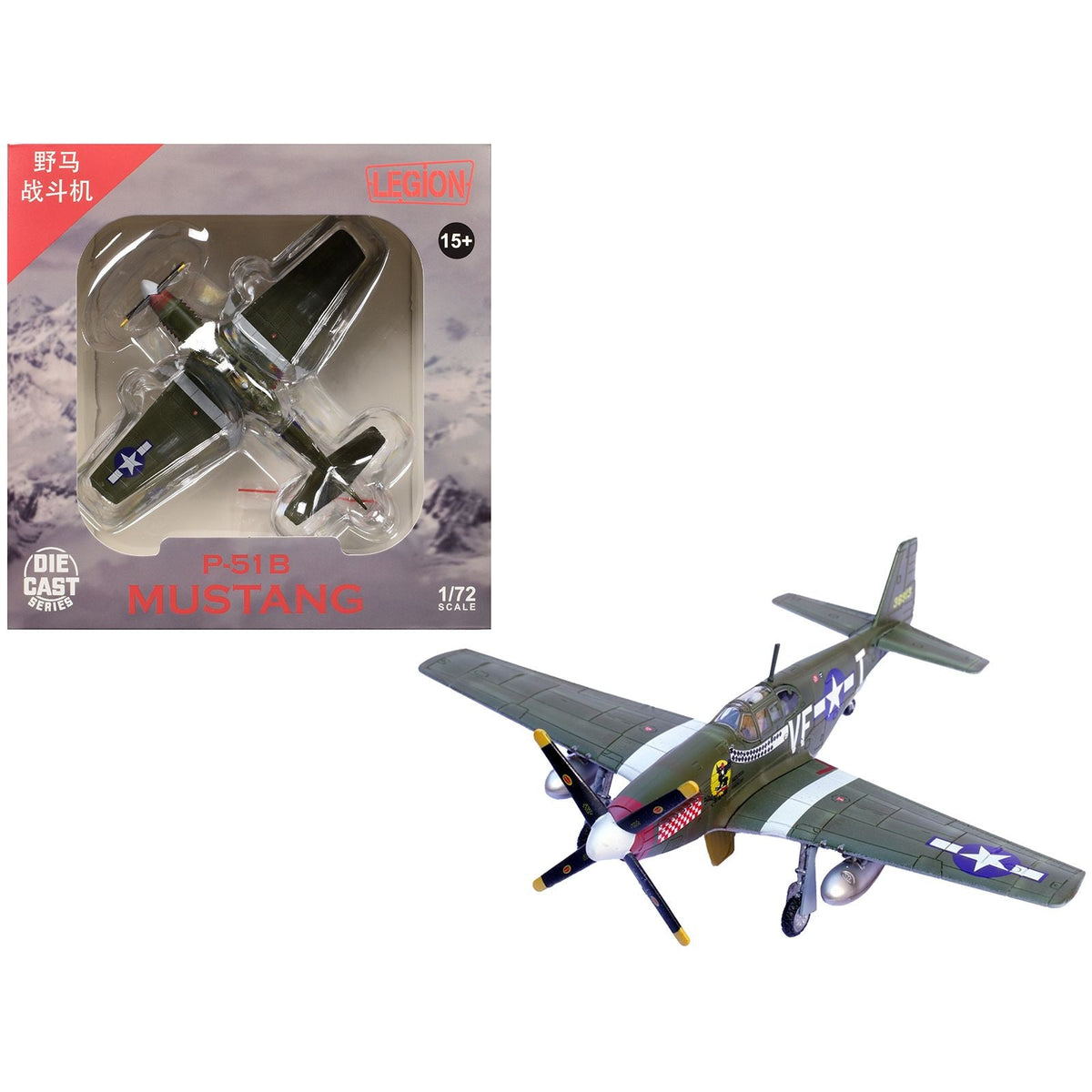 North American P-51B Mustang Aircraft "Shangri-La 336th Fighter Squadron 4th Fighter Group" (1944) United States Army Air Forces 1/72 Diecast Model Airplane by Legion-Legion-ModelCars.com