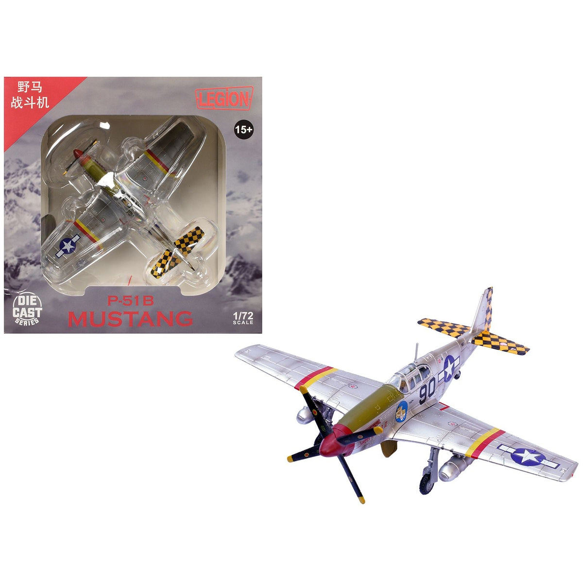 North American P-51B Mustang Aircraft "Sweet Clara II 319th Fighter Squadron 325th Fighter Group" (1944) United States Army Air Forces 1/72 Diecast Model Airplane by Legion-Legion-ModelCars.com