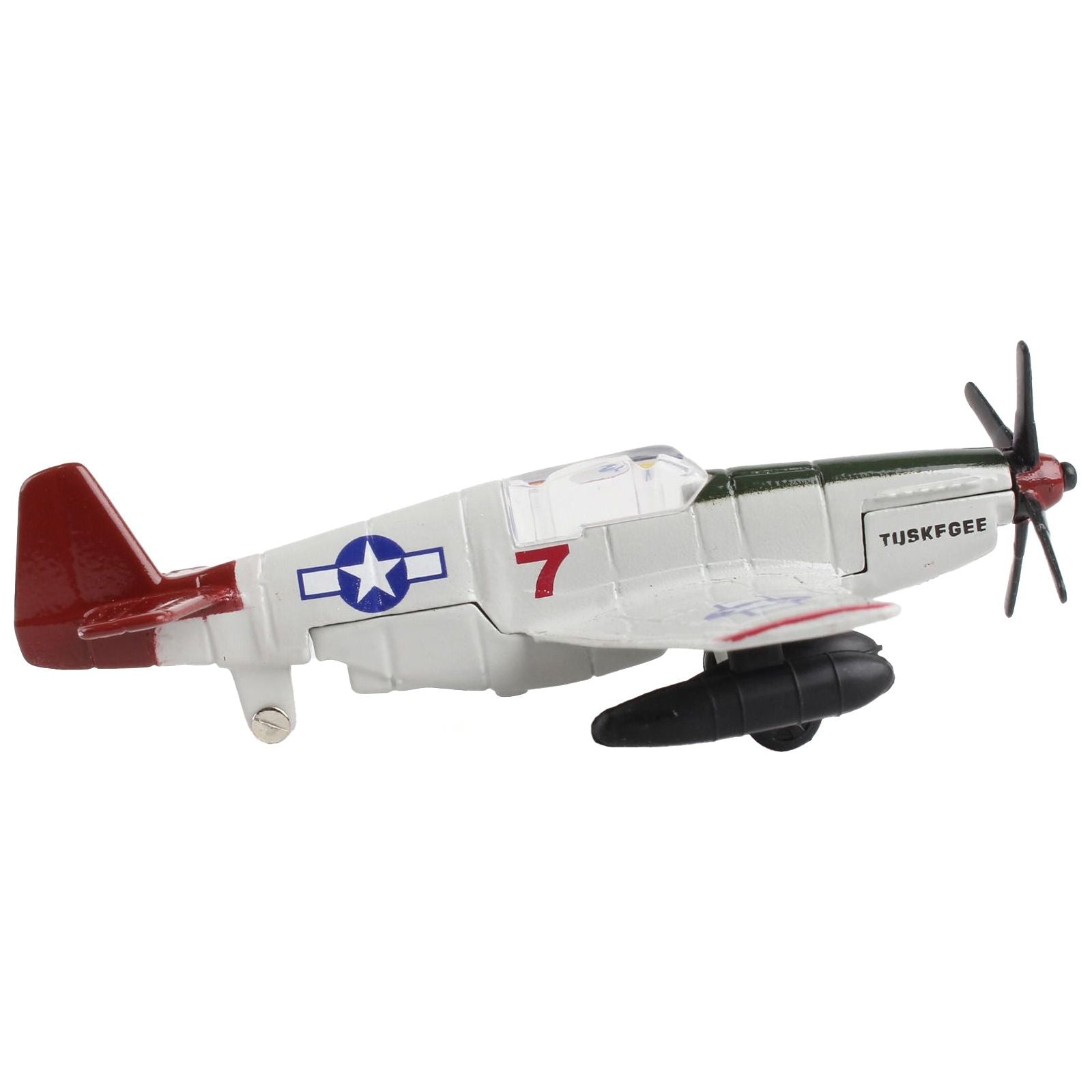 North American P - 51C Mustang Fighter Aircraft Gray "Tuskegee Airmen - United States Army Air Force" with Runway Section Diecast Model Airplane by Runway24 - Runway24 - ModelCars.com