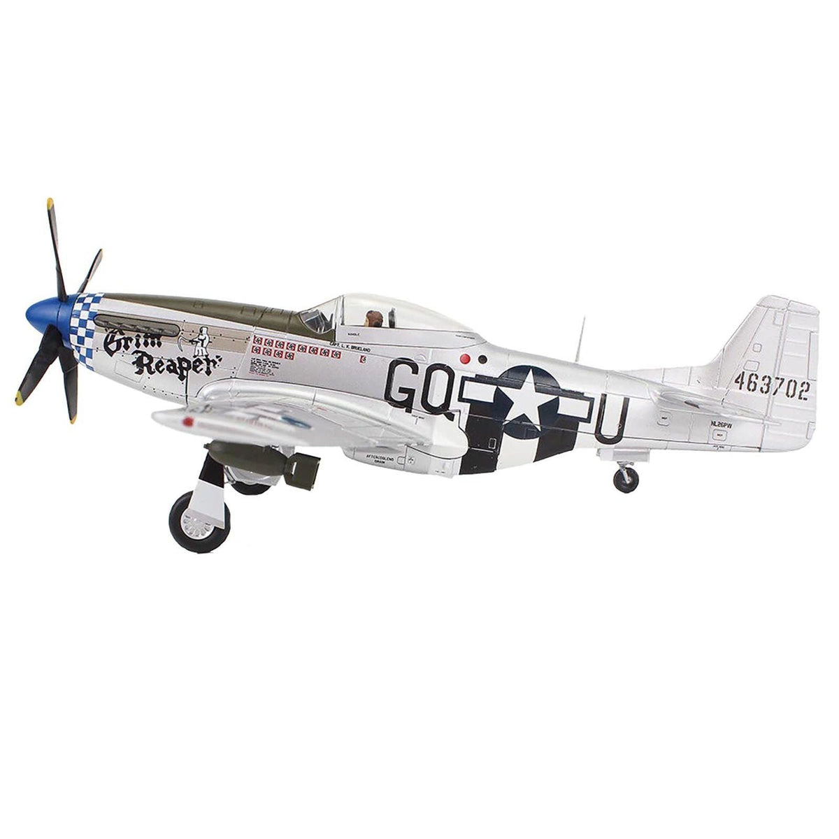 North American P-51D Mustang Fighter Aircraft "463702 Grim Reaper 355th Fighter Squadron 9th U.S. Army Air Force" (1945) United States Army Air Forces "Air Power Series" 1/48 Diecast Model by Hobby Master-Hobby Master-ModelCars.com