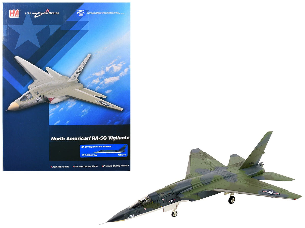 North American RA-5C Vigilante Aircraft "149313 RVAH-6 Fleurs Experimental Scheme USS Constellation" (1966) United States Navy "Air Power Series" 1/72 Diecast Model by Hobby Master-Hobby Master-ModelCars.com