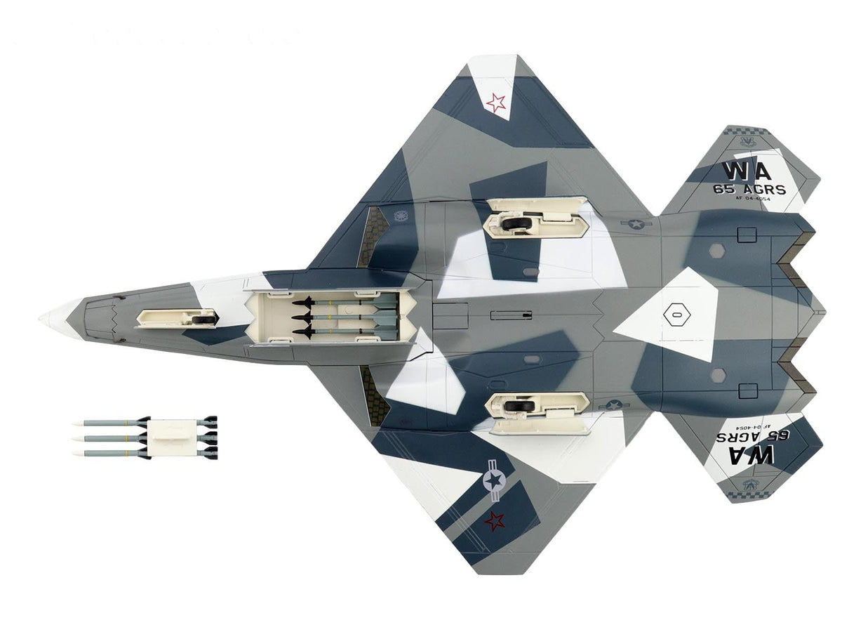 Northrop F-23 Black Widow II Stealth Fighter Aircraft Blue 054 Su-57 Aggressor What If Scheme 65th AGRS Nellis AFB United States Air Force Air Power Series 1/72 Diecast Model by Hobby Master-Hobby Master-ModelCars.com