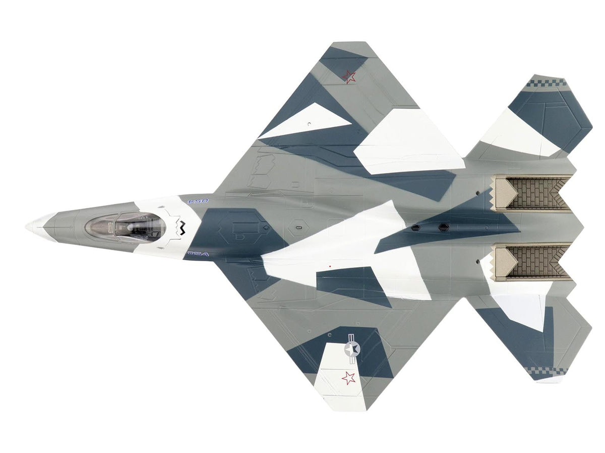 Northrop F-23 Black Widow II Stealth Fighter Aircraft Blue 054 Su-57 Aggressor What If Scheme 65th AGRS Nellis AFB United States Air Force Air Power Series 1/72 Diecast Model by Hobby Master-Hobby Master-ModelCars.com
