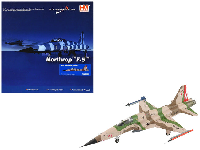 Northrop F-5N Tiger II Aircraft "Red 117 761533 Adversary Fighter VFC-111 Sundowners" United States Navy "Air Power Series" 1/72 Diecast Model by Hobby Master-Hobby Master-ModelCars.com