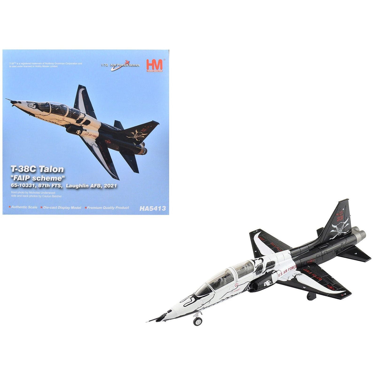 Northrop T-38C Talon Aircraft "65-10331 FAIP Scheme 87th FTS Laughlin AFB" (2021) United States Air Force "Air Power Series" 1/72 Diecast Model by Hobby Master-Hobby Master-ModelCars.com