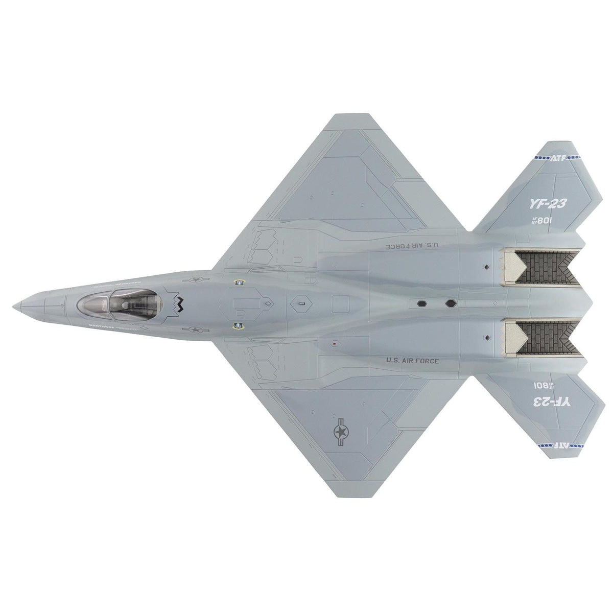 Northrop YF-23 Black Widow II Stealth Fighter Aircraft "#87-0801 PAV-2" (1990) United States Air Force "Air Power Series" 1/72 Diecast Model by Hobby Master-Hobby Master-ModelCars.com