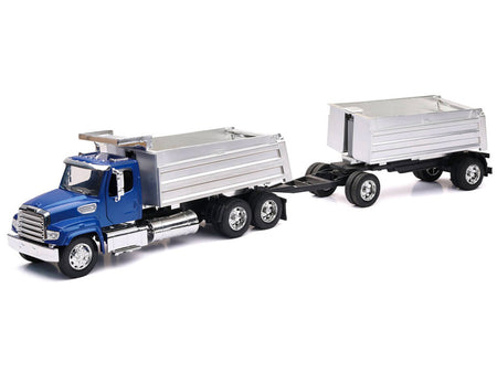 Freightliner 114SD Dump Truck with Twin Dump Body Blue "Long Haul Trucker" Series 1/32 Diecast Model by New Ray - view 2