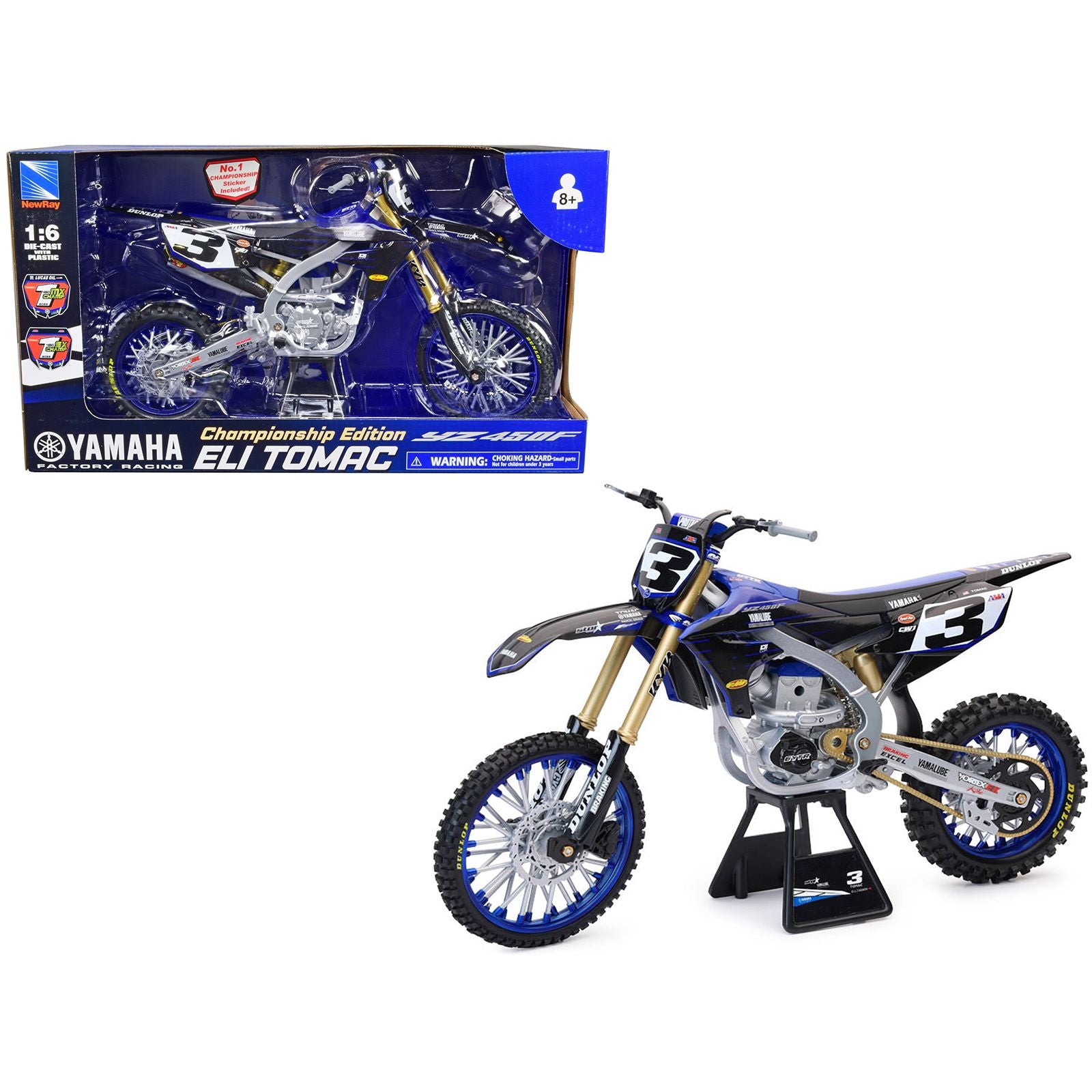 Yamaha YZ450F Motorcycle #3 Eli Tomac "Championship Edition" Yamaha Factory Racing 1/6 Diecast Model by New Ray