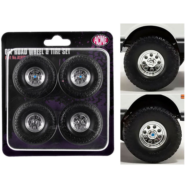 "Offroad" 35" Mag Wheel and Tire Set of 4 pieces from 1971 Chevrolet K5 Blazer for 1/18 Scale Models by ACME-Acme-ModelCars.com