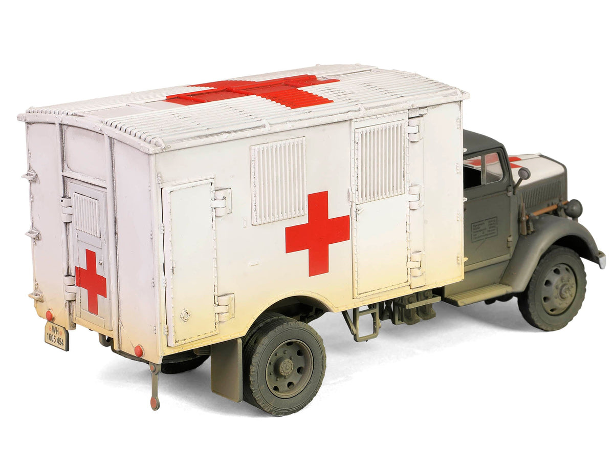 Opel-Blitz Kfz.305 Ambulance Gray and White (Weathered) "German Army" "Armoured Fighting Vehicle" Series 1/32 Diecast Model by Forces of Valor-Forces Of Valor-ModelCars.com