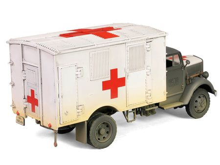 Opel-Blitz Kfz.305 Ambulance Gray and White (Weathered) "German Army" "Armoured Fighting Vehicle" Series 1/32 Diecast Model by Forces of Valor-Forces Of Valor-ModelCars.com