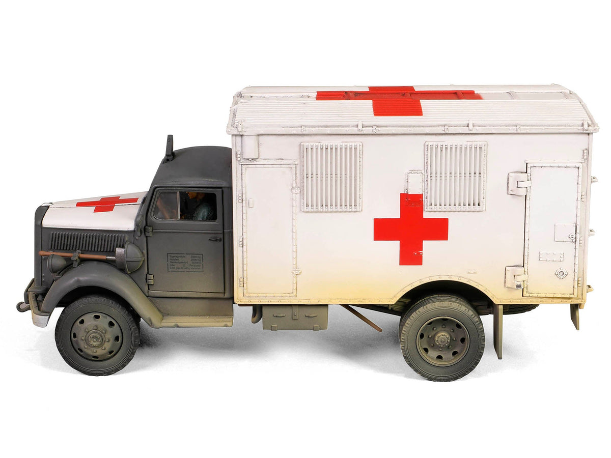Opel-Blitz Kfz.305 Ambulance Gray and White (Weathered) "German Army" "Armoured Fighting Vehicle" Series 1/32 Diecast Model by Forces of Valor-Forces Of Valor-ModelCars.com