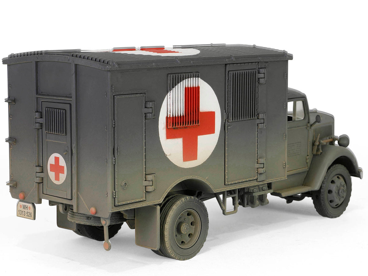Opel-Blitz Kfz.305 Ambulance Gray (Weathered) "German Army" "Armoured Fighting Vehicle" Series 1/32 Diecast Model by Forces of Valor-Forces Of Valor-ModelCars.com