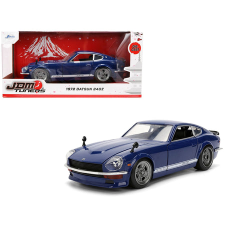 Open Box 1972 Datsun 240Z Blue with White Stripes "JDM Tuners" Series 1/24 Diecast Model Car by Jada - Youtube-Jada-ModelCars.com