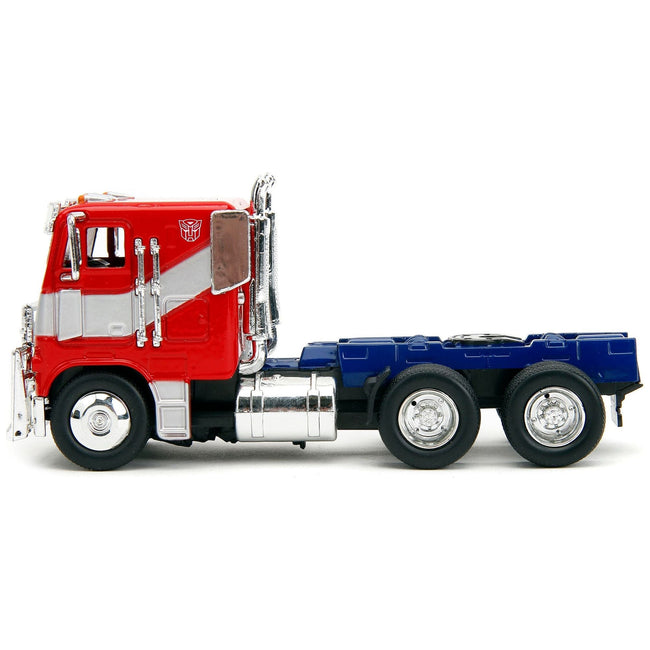 Optimus Prime Tractor Truck Red and Blue with Silver Stripes "Transformers: Rise of the Beasts" (2023) Movie "Hollywood Rides" Series 1/32 Diecast Model Car by Jada-Jada-ModelCars.com