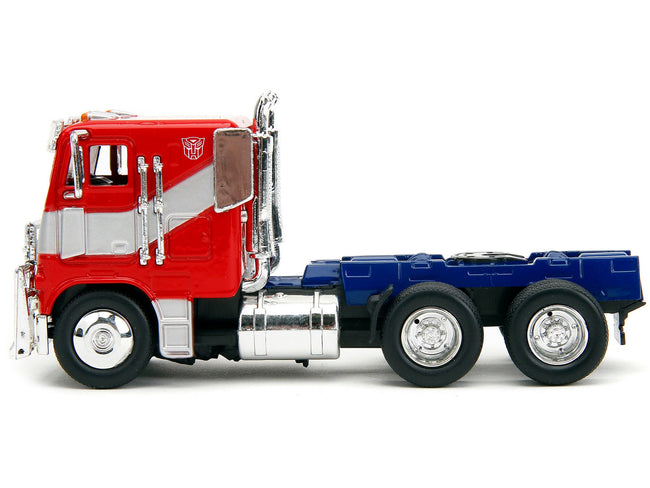 Optimus Prime Tractor Truck Red and Blue with Silver Stripes "Transformers: Rise of the Beasts" (2023) Movie "Hollywood Rides" Series 1/32 Diecast Model Car by Jada-Jada-ModelCars.com
