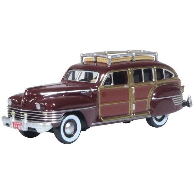Oxford Diecast 87CB42001 - 1942 Chrysler Town and Country Station Wagon Regal Maroon Woody - HO Scale - Oxford Diecast - ModelCars.com