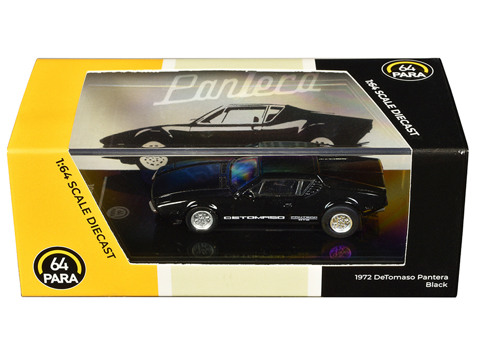 1972 De Tomaso Pantera Black 1/64 Diecast Model Car by Paragon Models