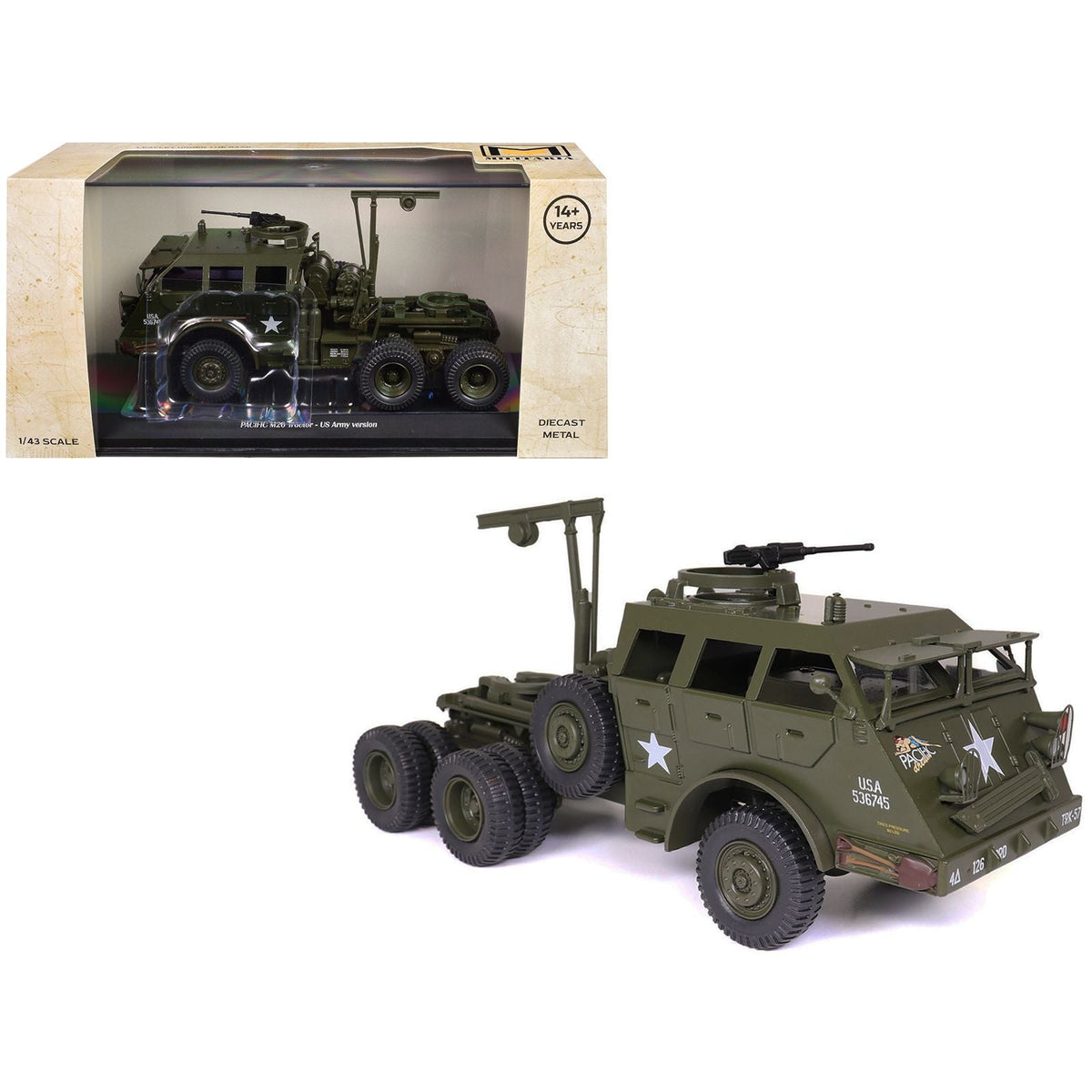Pacific M26 Tractor Olive Drab "United States Army" 1/43 Diecast Model by Militaria Die Cast-Militaria Die Cast-ModelCars.com