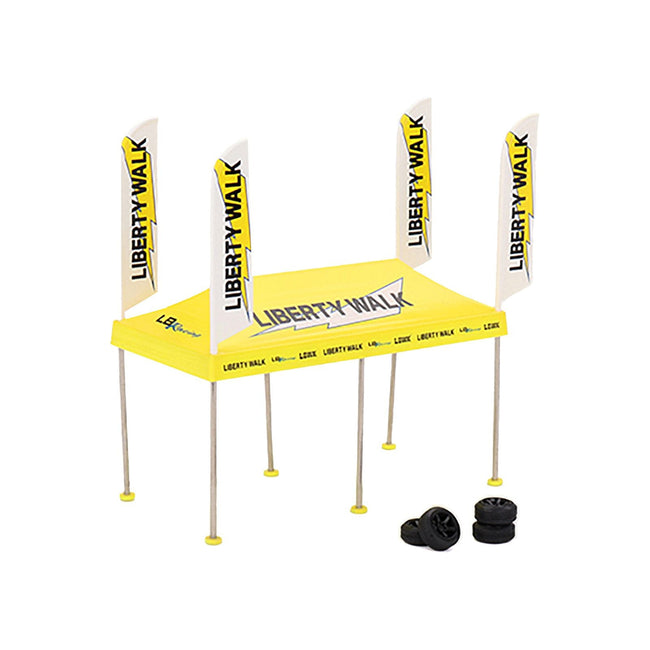 Paddock Service Tent Set with Extra Wheels "Liberty Walk - LB Racing" for 1/64 Scale Models by True Scale Miniatures - True Scale Miniatures - ModelCars.com
