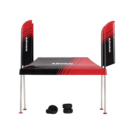 Paddock Service Tent Set with Extra Wheels Red and Black "ADVAN" for 1/64 Scale Models by Mini GT - Mini GT - ModelCars.com