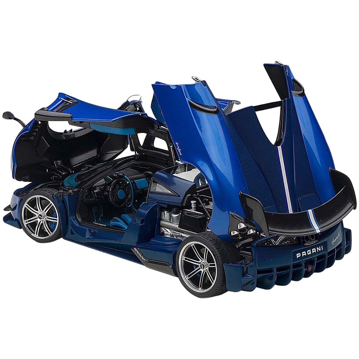 Pagani Huayra BC Blu Francia / Candy Blue Metallic with Carbon Accents 1/18 Model Car by Autoart - Autoart - ModelCars.com
