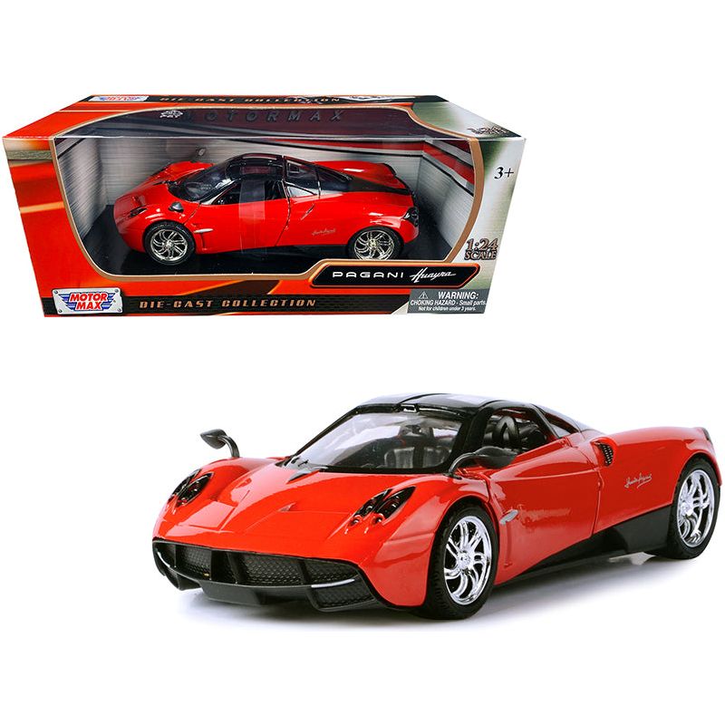 Pagani Huayra Bright Red with Chrome Wheels 1/24 Diecast Model Car by Motormax - Motormax - ModelCars.com
