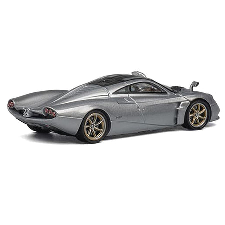 Pagani Huayra Codalunga Silver Metallic with Sunroof and Extra Wheels 1/64 Diecast Model Car by CM Model-CM Models-ModelCars.com