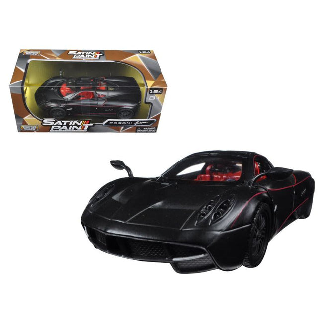 Pagani Huayra Matt Black with Red Interior 1/24 Diecast Model Car by Motormax - Motormax - ModelCars.com