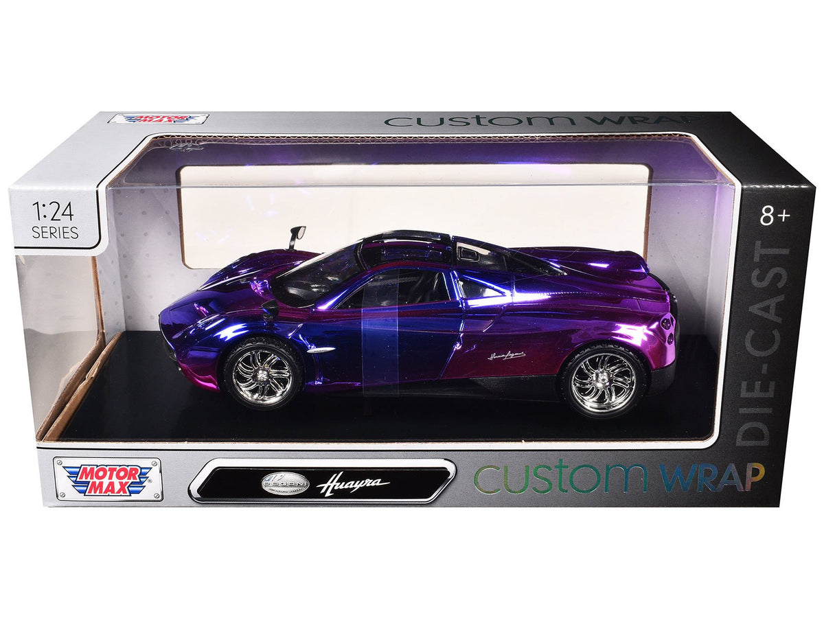 Pagani Huayra Pink and Purple Chrome "Custom Wrap" Series 1/24 Diecast Model Car by Motormax-Motormax-ModelCars.com