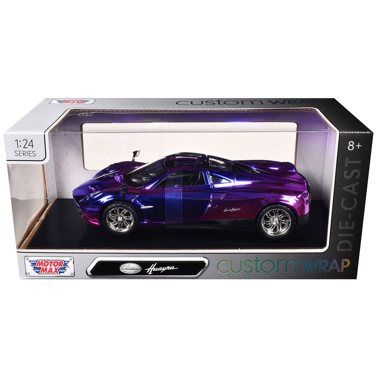 Pagani Huayra Pink and Purple Chrome "Custom Wrap" Series 1/24 Diecast Model Car by Motormax-Motormax-ModelCars.com