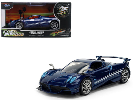 Pagani Huayra Roadster BC Blue Metallic with White Stripes "Fast X" (2023) Movie "Fast & Furious 25th Anniversary" Series 1/32 Diecast Model Car by Jada-Jada-ModelCars.com