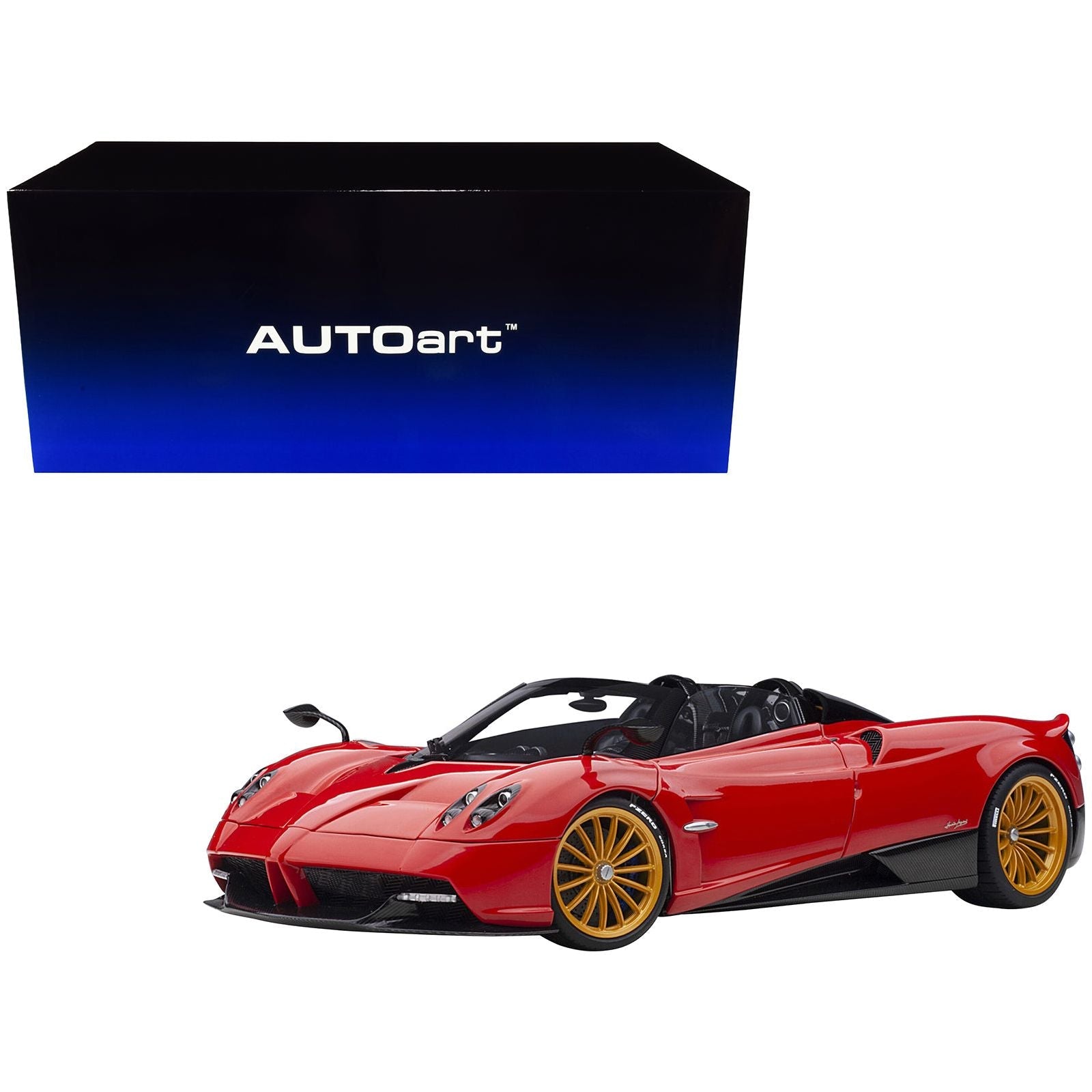 Pagani Huayra Roadster Rosso Monza Red and Carbon with Luggage Set 1/18 Model Car by Autoart - Autoart - ModelCars.com