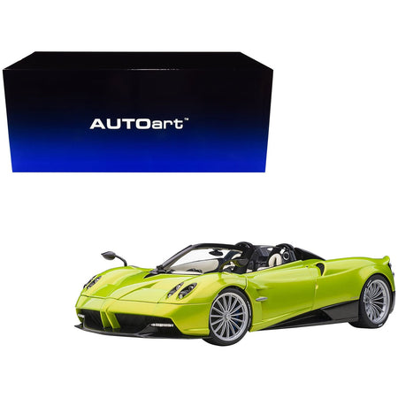 Pagani Huayra Roadster Verde Firenze Green Metallic and Carbon with Luggage Set 1/18 Model Car by Autoart - Autoart - ModelCars.com