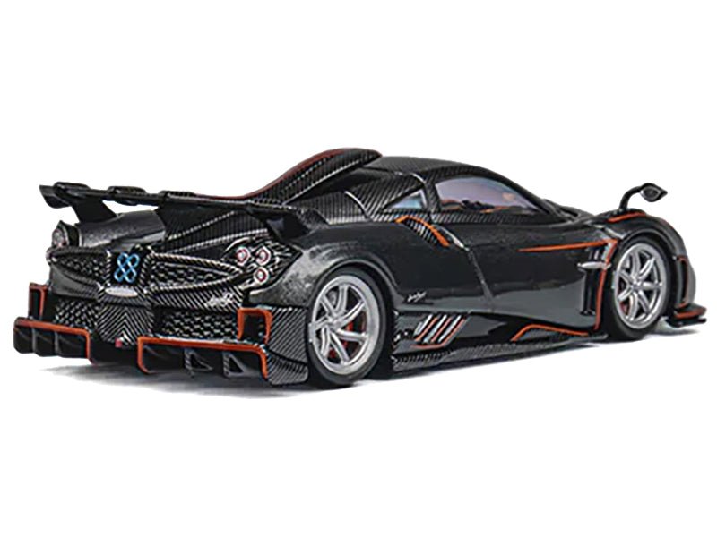 Pagani Imola Dark Gray Metallic with Carbon and Orange Accents with Extra Wheels 1/64 Diecast Model Car by CM Model-CM Models-ModelCars.com