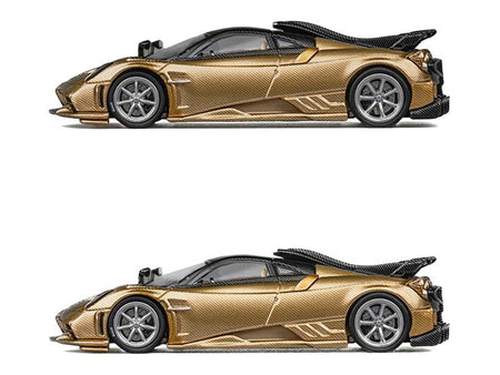 Pagani Imola Gold Carbon Metallic with Black Carbon Top with Extra Wheels 1/64 Diecast Model Car by CM Model-CM Models-ModelCars.com