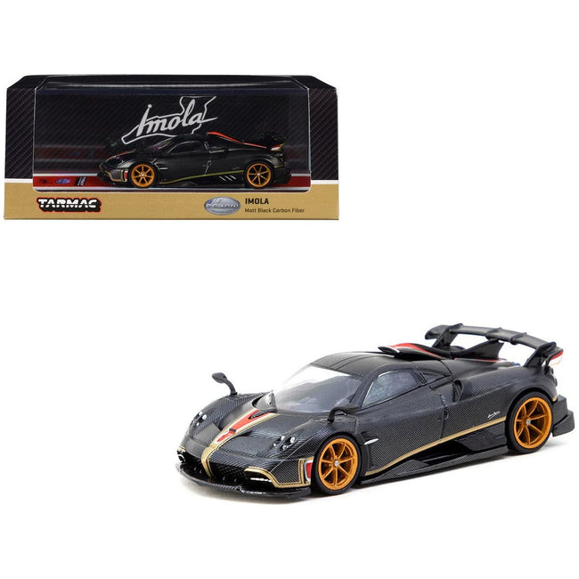 Pagani Imola Matt Black Carbon Fiber with Red Stripe "Global64" Series 1/64 Diecast Model by Tarmac Works - Tarmac Works - ModelCars.com