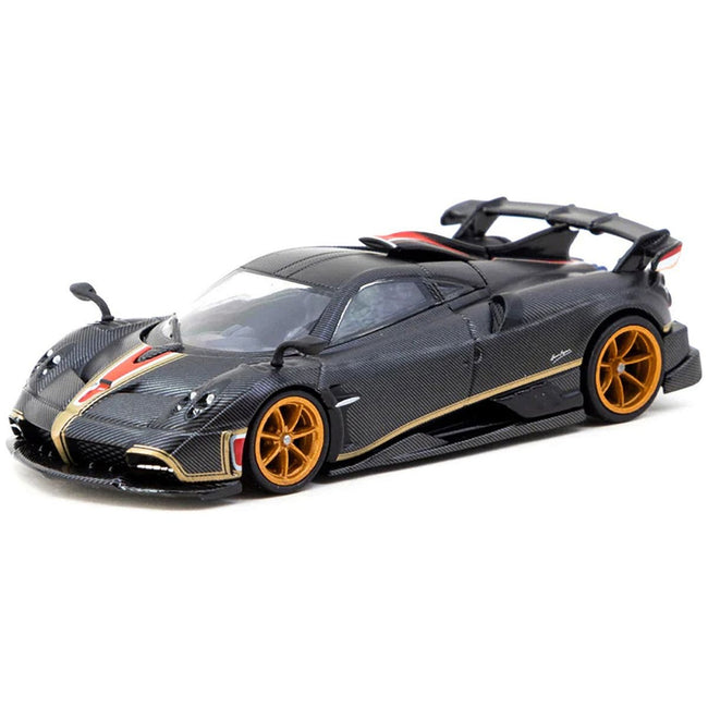 Pagani Imola Matt Black Carbon Fiber with Red Stripe "Global64" Series 1/64 Diecast Model by Tarmac Works - Tarmac Works - ModelCars.com