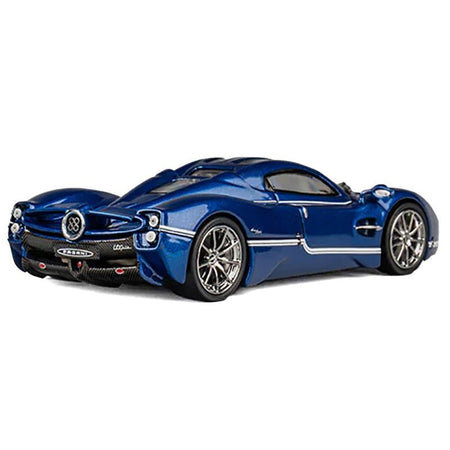 Pagani Utopia Blue Metallic with White Stripes 1/64 Diecast Model Car by CM Model - CM Models - ModelCars.com