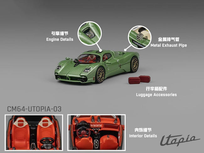 Pagani Utopia Green Metallic 1/64 Diecast Model Car by CM Model-CM Models-ModelCars.com