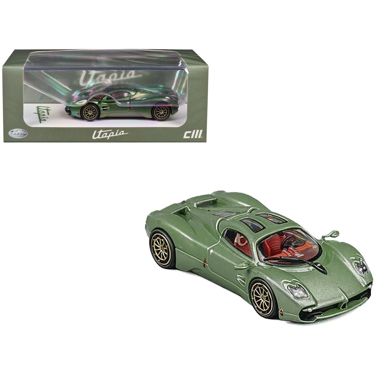 Pagani Utopia Green Metallic 1/64 Diecast Model Car by CM Model-CM Models-ModelCars.com