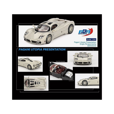 Pagani Utopia Presentation Grigio Rinascimento Silver 1/64 Diecast Model Car by BBR - BBR - ModelCars.com