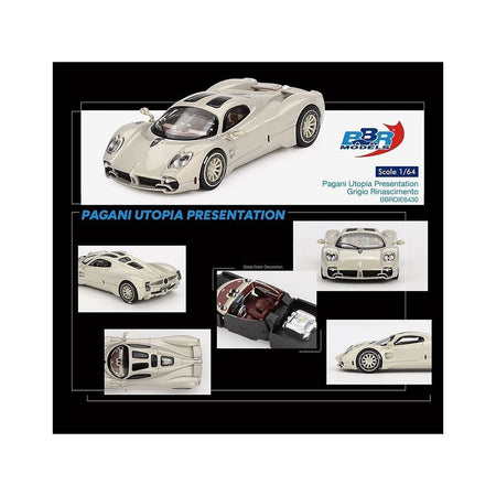 Pagani Utopia Presentation Grigio Rinascimento Silver 1/64 Diecast Model Car by BBR-BBR-ModelCars.com